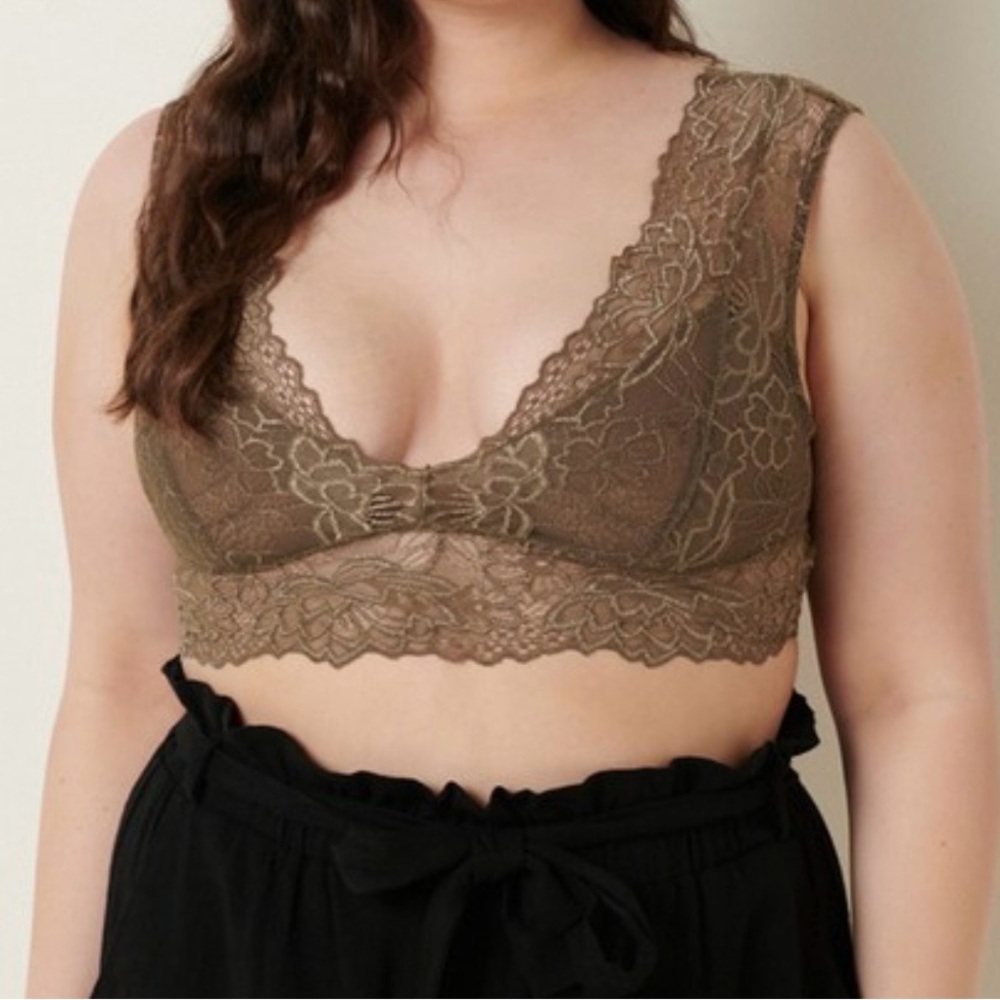 mittoshop Espresso Lace Scalloped V-Neck Bralette
